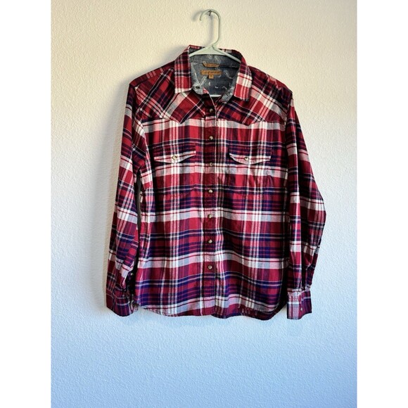 Jachs Girlfriend Women's Red Plaid Long Sleeve Pearl Snap Button Down Shirt M - Picture 1 of 11